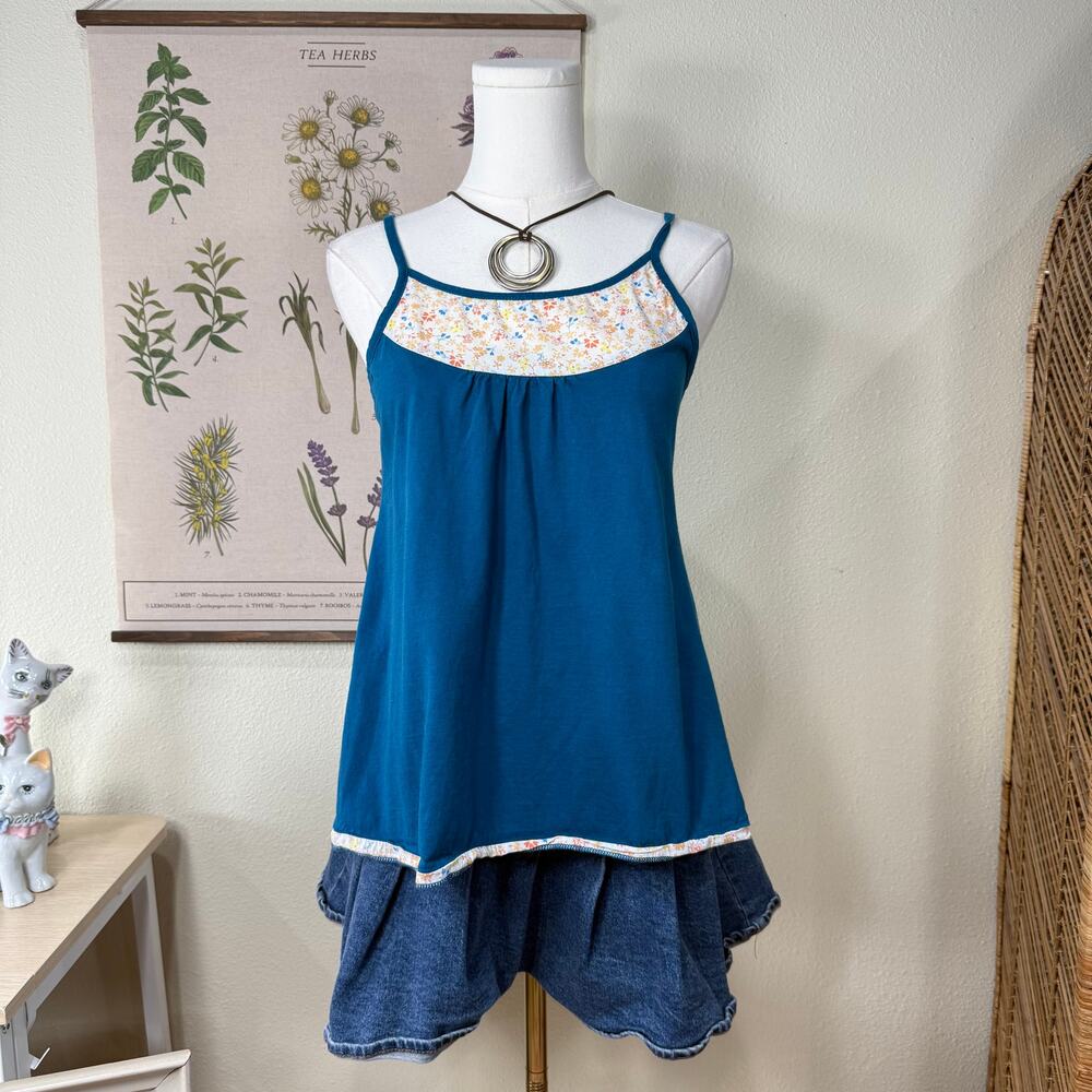 90s Y2k Floral Babydoll Cami Top Mod Retro Indie Whimsy Twee Fairy Grunge XS S